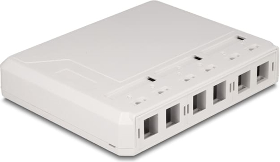 Picture of Delock Keystone Surface Mounted Box 6 Port for fiber optic and network white