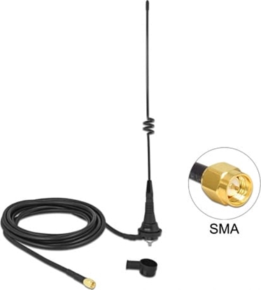 Picture of Delock LPWAN 868 MHz Antenna SMA plug 4.5 dBi fixed omnidirectional with connection cable RG-58 C/U 2.5 m outdoor black