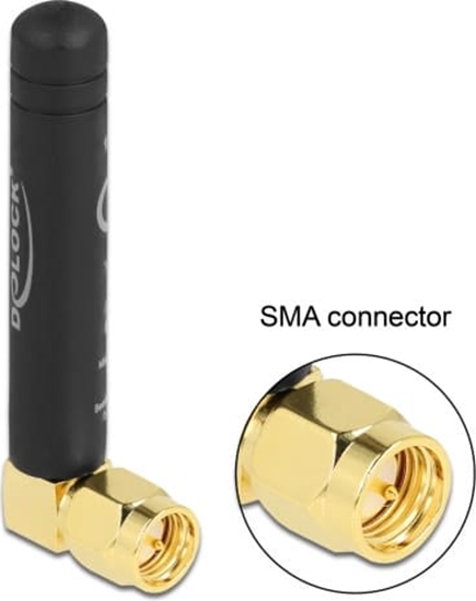 Picture of Delock LPWAN 868 MHz Antenna SMA plug 90° 1.6 dBi omnidirectional fixed black