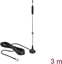Picture of Delock LTE / GSM / UMTS Antenna SMA plug 3 - 5 dBi fixed omnidirectional with magnetic base and connection cable RG-174 3 m outdoor black