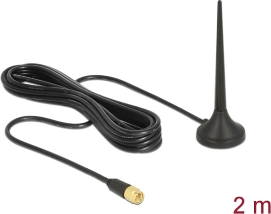 Picture of Delock LTE / GSM / UMTS Antenna SMA plug 3 dBi fixed omnidirectional with magnetic base and connection cable RG-174 2 m outdoor black