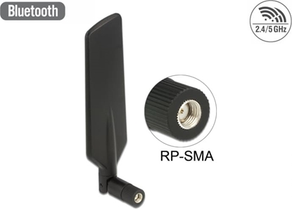 Picture of Delock LTE Antenna Dual Band WLAN ac/a/b/g/n RP-SMA plug 1 - 4 dBi omnidirectional rotatable with tilt joint black