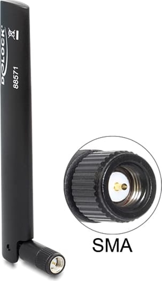 Picture of Delock LTE Antenna SMA -0.8 - 3.0 dBi Omnidirectional With Flexible Joint Black