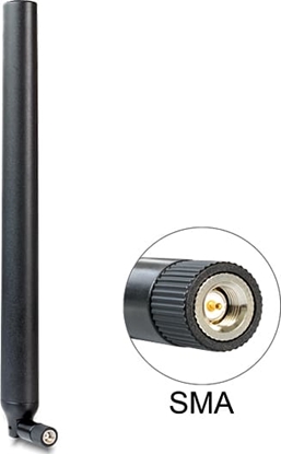 Picture of Delock LTE Antenna SMA plug 0.1 - 4.5 dBi omnidirectional with tilt joint black