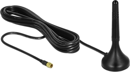 Picture of Delock LTE Antenna SMA plug 1 - 2 dBi fixed omnidirectional with magnetic base and connection cable RG-174 A/U 3 m outdoor black