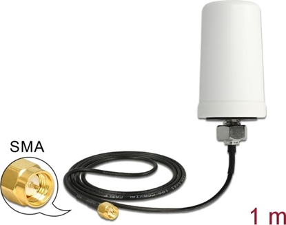 Picture of Delock LTE Antenna SMA plug 1.7 - 2.0 dBi ULA100 1 m omnidirectional fixed outdoor white