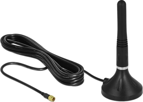 Picture of Delock LTE Antenna SMA plug 2 - 3 dBi 11 cm fixed omnidirectional with magnetic base and connection cable RG-174 A/U 3 m outdoor black