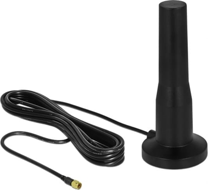 Picture of Delock LTE Antenna SMA plug 3 - 5 dBi 12 cm fixed omnidirectional with magnetic base and connection cable RG-174 A/U 3 m outdoor black