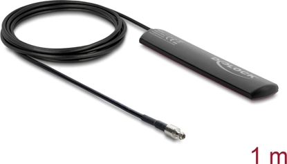 Picture of Delock LTE Antenna TS9 plug 1.5 dBi omnidirectional fixed with connection cable RG-174 1 m adhesive mounting outdoor black