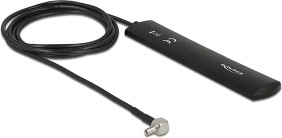Picture of Delock LTE Antenna TS-9 plug 90° 3 dBi omnidirectional fixed black self adhesive