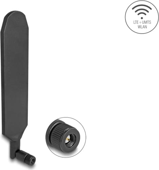 Picture of Delock LTE GNSS Antenna SMA plug 1.5 - 3.0 dBi omnidirectional rotatable with tilt joint black