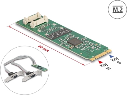 Picture of Delock M.2 Card to 2 x Serial RS-232 DB9 with Standard and Low Profile slot brackets