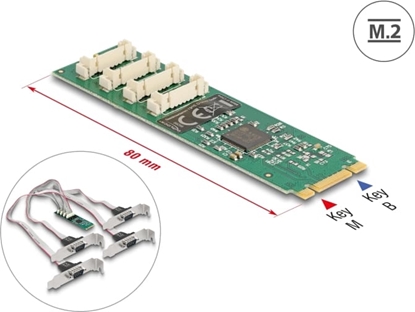 Picture of Delock M.2 Card to 4 x Serial RS-232 DB9 with Standard and Low Profile slot brackets