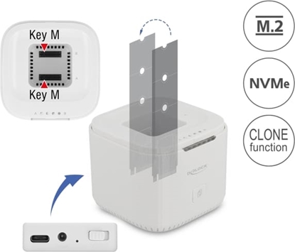 Picture of Delock M.2 Docking Station for 2 x M.2 NVMe PCIe SSD with Clone function