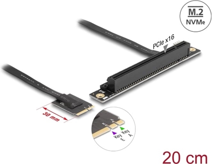 Изображение Delock M.2 Key A+E to PCIe x16 NVMe Adapter angled with 20 cm cable