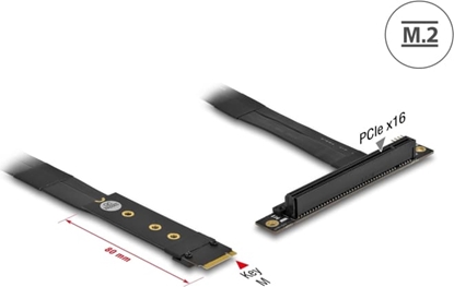 Picture of Delock M.2 Key M to PCIe x16 NVMe Adapter angled with 20 cm cable
