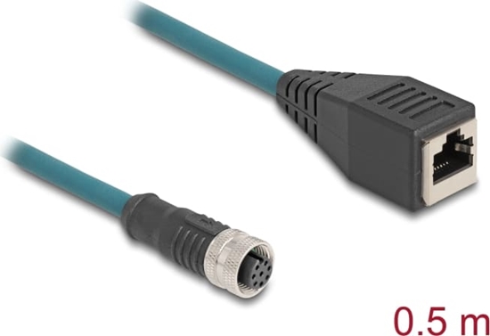 Picture of Delock M12 Adapter Cable A-coded 8 pin female to RJ45 female 50 cm