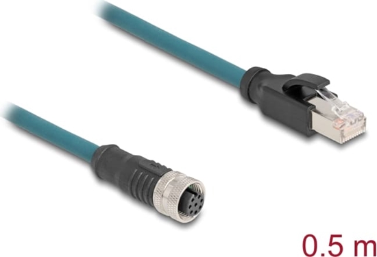 Picture of Delock M12 Adapter Cable A-coded 8 pin female to RJ45 male 50 cm