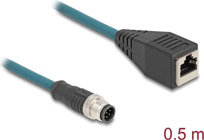 Picture of Delock M12 Adapter Cable A-coded 8 pin male to RJ45 female 50 cm