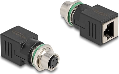Picture of Delock M12 Adapter D-coded 4 pin female to RJ45 jack straight