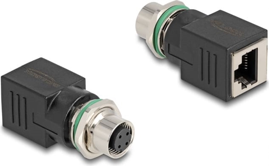 Picture of Delock M12 Adapter D-coded 4 pin female to RJ45 jack straight