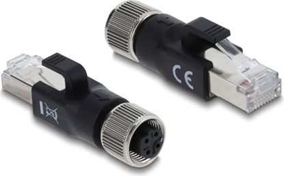 Picture of Delock M12 Adapter D-coded 4 pin female to RJ45 plug black