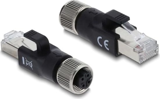 Picture of Delock M12 Adapter D-coded 4 pin female to RJ45 plug black