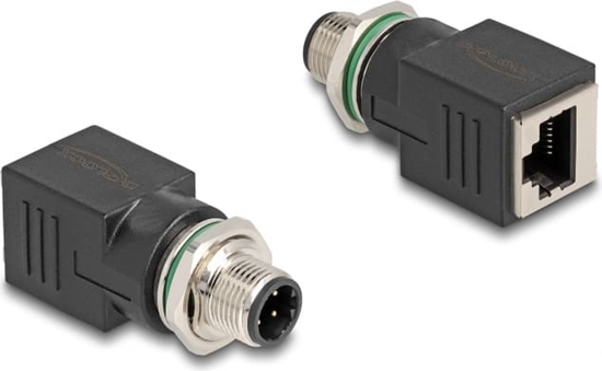 Picture of Delock M12 Adapter D-coded 4 pin male to RJ45 jack straight