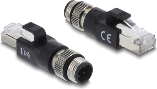 Picture of Delock M12 Adapter D-coded 4 pin male to RJ45 plug black