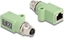 Изображение Delock M12 Adapter X-coded 8 pin female to RJ45 jack Cat.5e with mounting hole straight green
