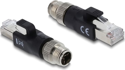 Picture of Delock M12 Adapter X-coded 8 pin male to RJ45 plug black