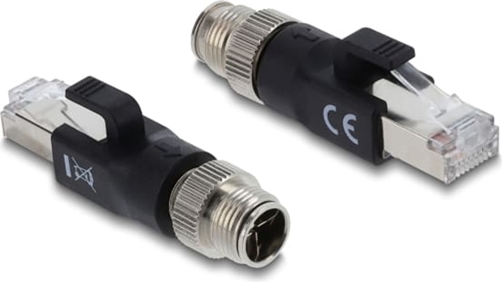 Picture of Delock M12 Adapter X-coded 8 pin male to RJ45 plug black