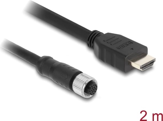 Picture of Delock M12 Cable A-coded 17 pin female to HDMI male 2 m black