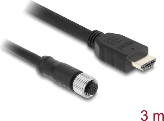 Picture of Delock M12 Cable A-coded 17 pin female to HDMI male 3 m black