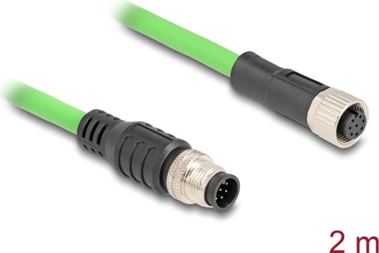 Picture of Delock M12 Cable A-coded 8 pin male to female PUR (TPU) 2 m