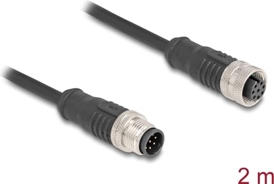 Picture of Delock M12 Cable A-coded 8 pin male to female PVC 2 m