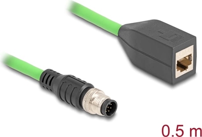 Picture of Delock M12 Cable A-coded 8 pin male to RJ45 female PUR (TPU) 0.5 m