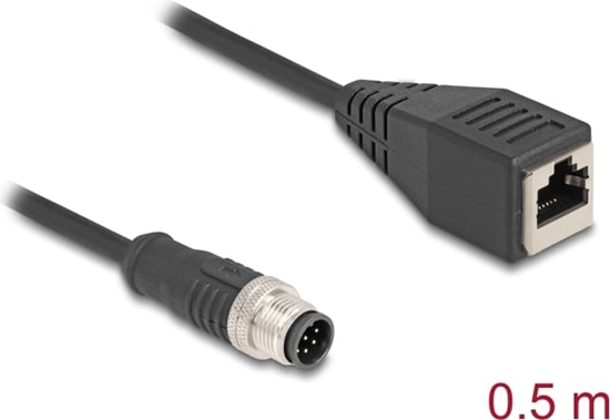 Picture of Delock M12 Cable A-coded 8 pin male to RJ45 female PVC 0.5 m