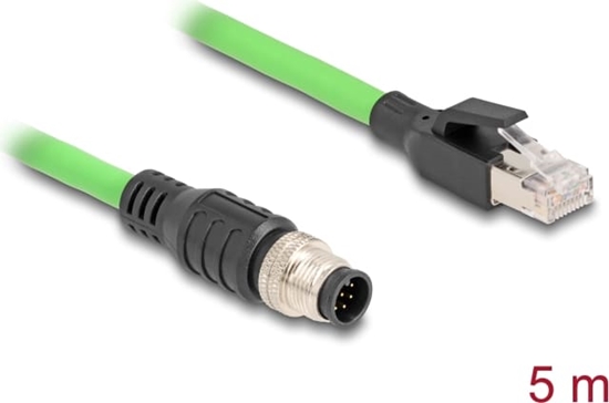Picture of Delock M12 Cable A-coded 8 pin male to RJ45 male PUR (TPU) 5 m