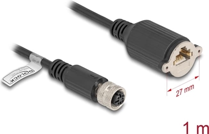 Picture of Delock M12 Cable D-coded 4 pin female to RJ45 jack for installation Cat.5e FTP 1 m black