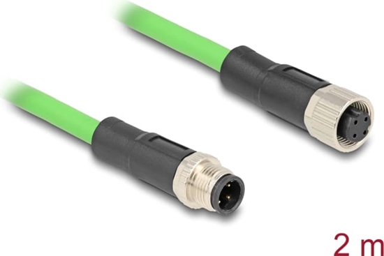 Picture of Delock M12 Cable D-coded 4 pin male to female PUR (TPU) 2 m