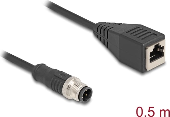 Picture of Delock M12 Cable D-coded 4 pin male to RJ45 female PVC 0.5 m