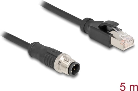 Picture of Delock M12 Cable D-coded 4 pin male to RJ45 male PVC 5 m