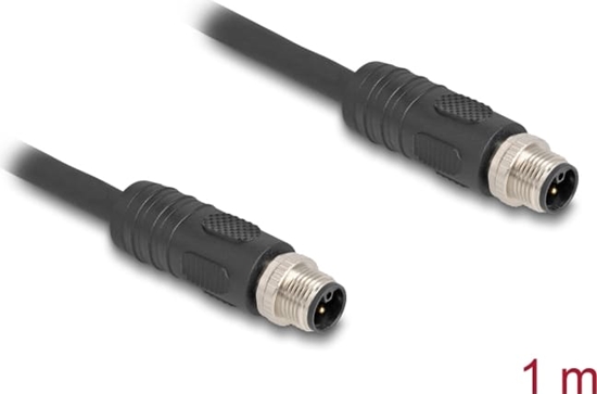Picture of Delock M12 Cable L-coded 4 pin male to male PUR suitable for drag chains 1 m black