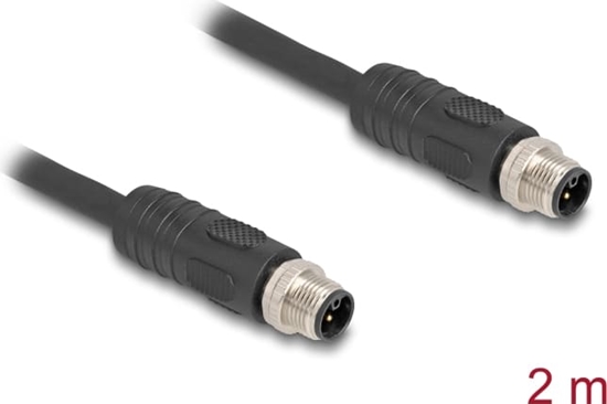 Picture of Delock M12 Cable L-coded 4 pin male to male PUR suitable for drag chains 2 m black