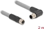 Picture of Delock M12 Cable L-coded 5 pin male right angled to female straight PUR suitable for drag chains 2 m grey
