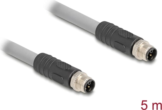 Picture of Delock M12 Cable L-coded 5 pin male to male PUR suitable for drag chains 5 m grey