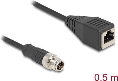 Picture of Delock M12 Cable X-coded 8 pin male to RJ45 female PVC 0.5 m