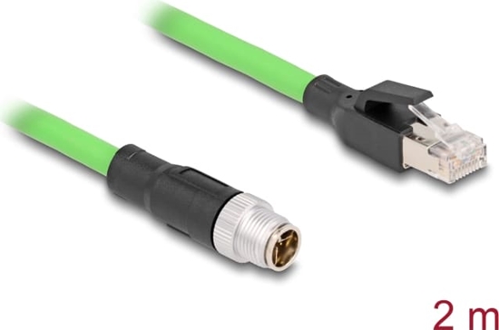 Picture of Delock M12 Cable X-coded 8 pin male to RJ45 male PUR (TPU) 2 m