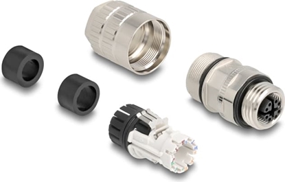 Attēls no Delock M12 female 8 pin X-coded field assembly Cat.6A